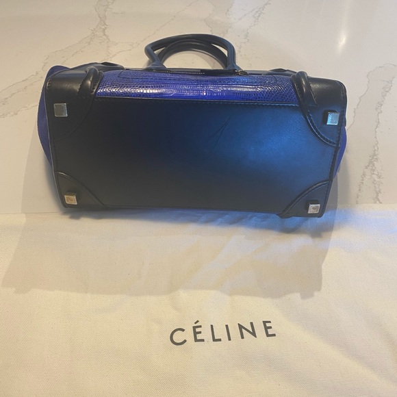 Celine Luggage Micro Blue Indigo Lizard - Picture 7 of 11